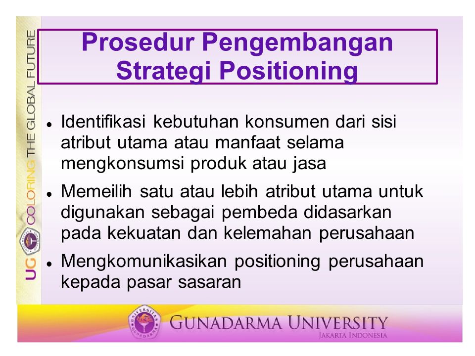 Prosedur Pengembangan Strategi Positioning