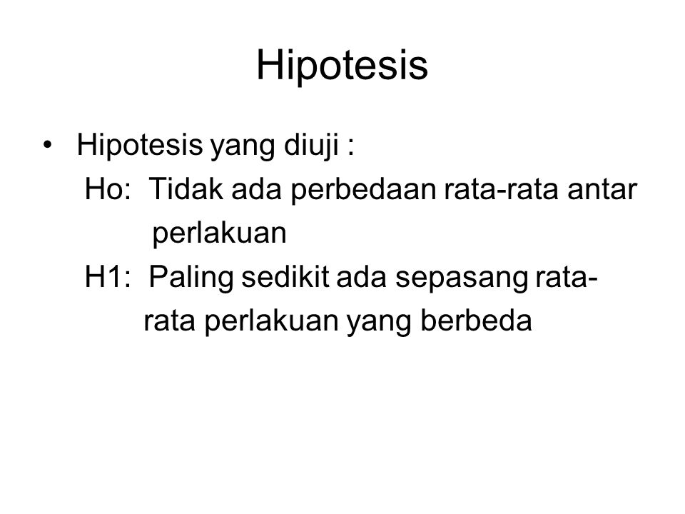 Hipotesis Hipotesis yang diuji :