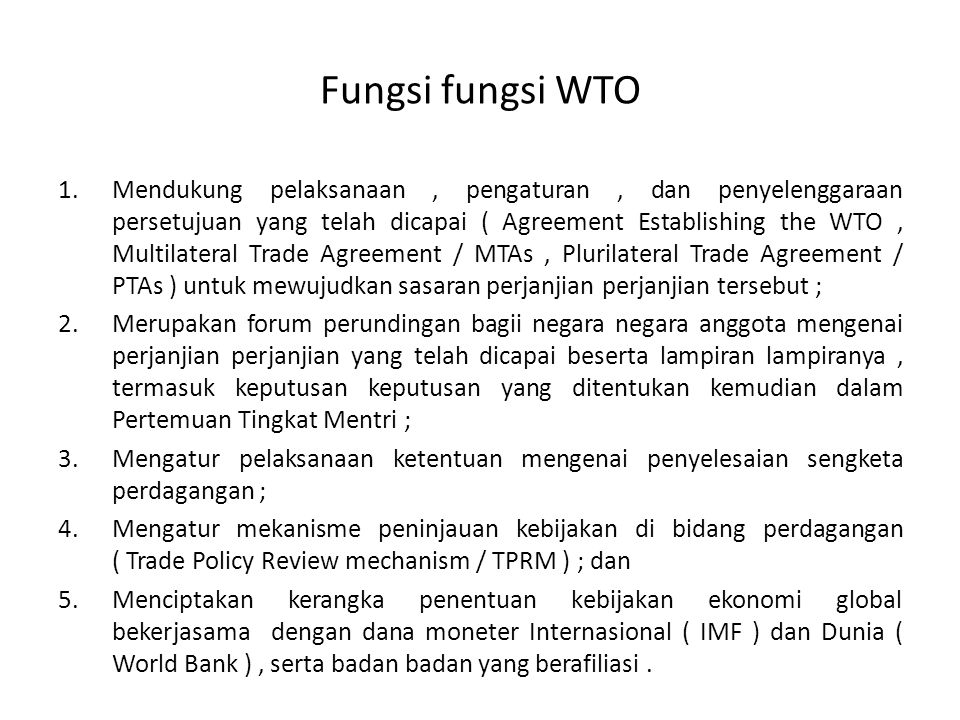 Fungsi fungsi WTO