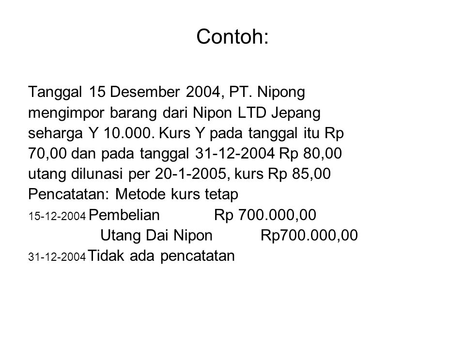 Contoh: Tanggal 15 Desember 2004, PT. Nipong