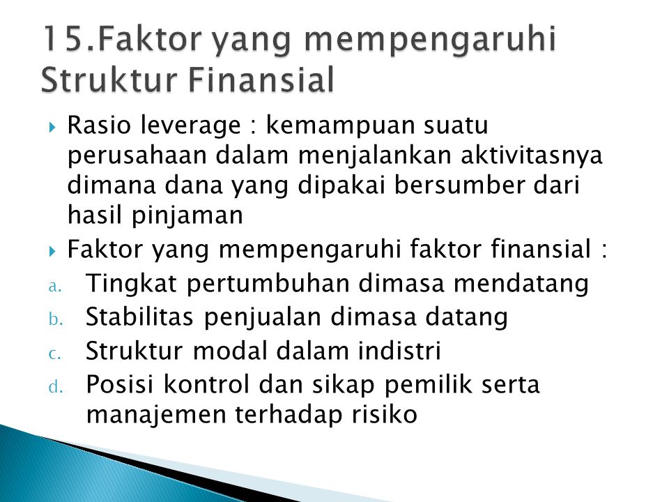 15.Faktor yang mempengaruhi Struktur Finansial