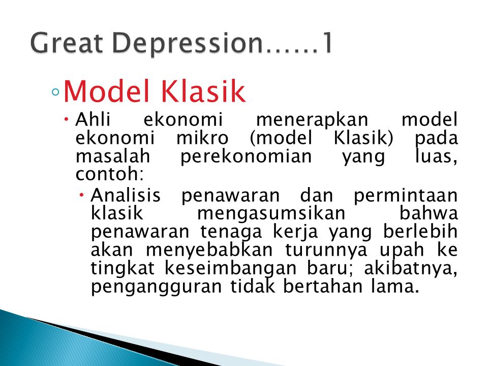 Model Klasik Great Depression……1