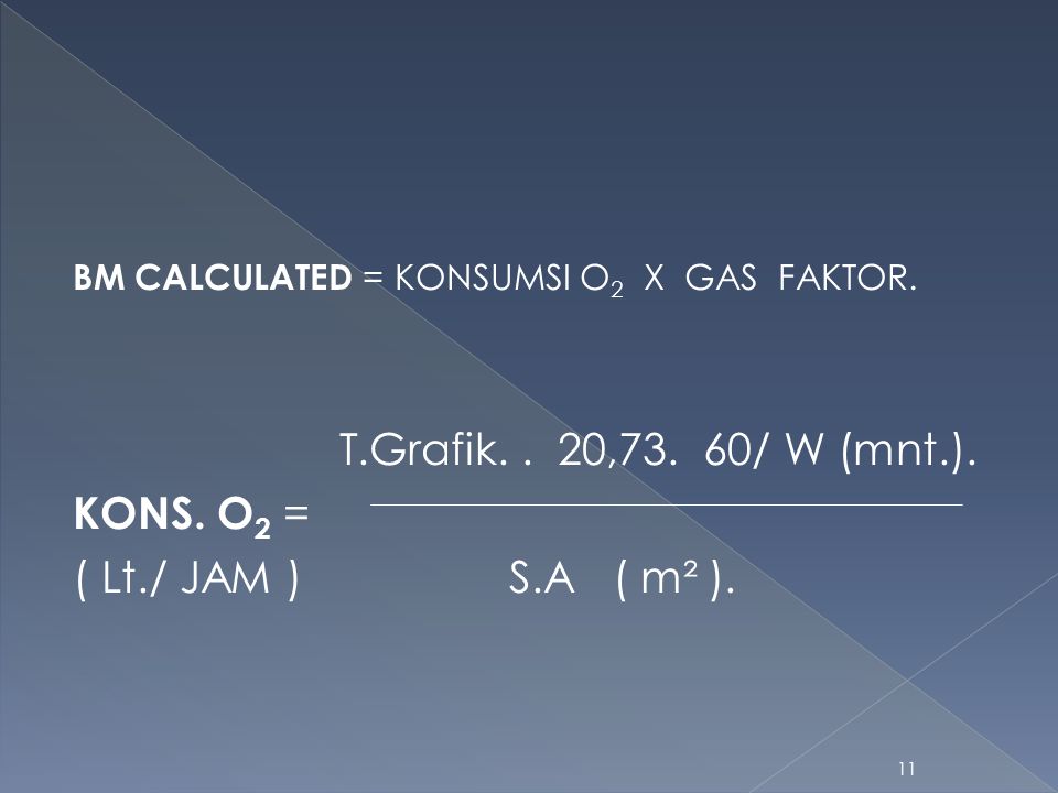 T.Grafik. . 20,73. 60/ W (mnt.). KONS. O2 = ( Lt./ JAM ) S.A ( m² ).