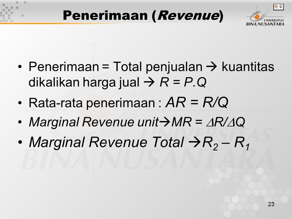 Marginal Revenue Total R2 – R1