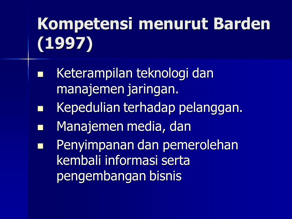 Kompetensi menurut Barden (1997)