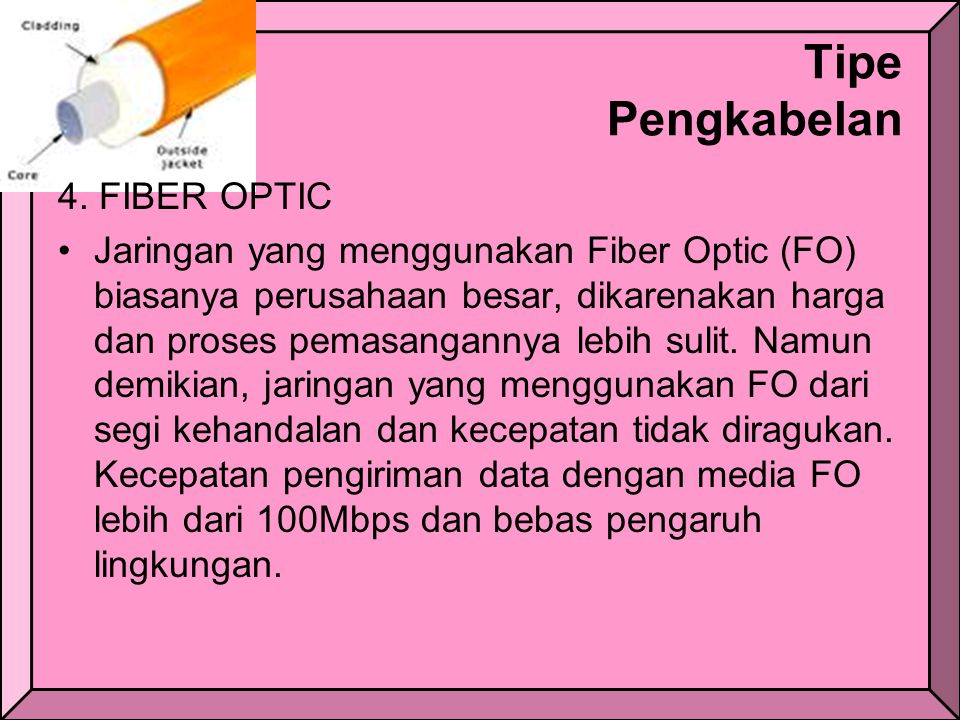 Tipe Pengkabelan 4. FIBER OPTIC
