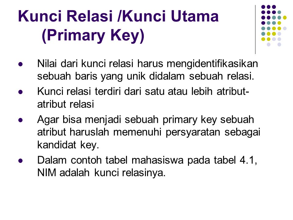Kunci Relasi /Kunci Utama (Primary Key)