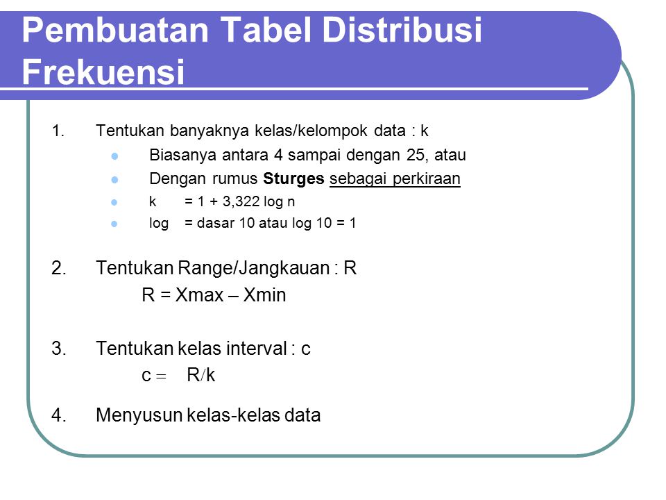 Pembuatan Tabel Distribusi Frekuensi
