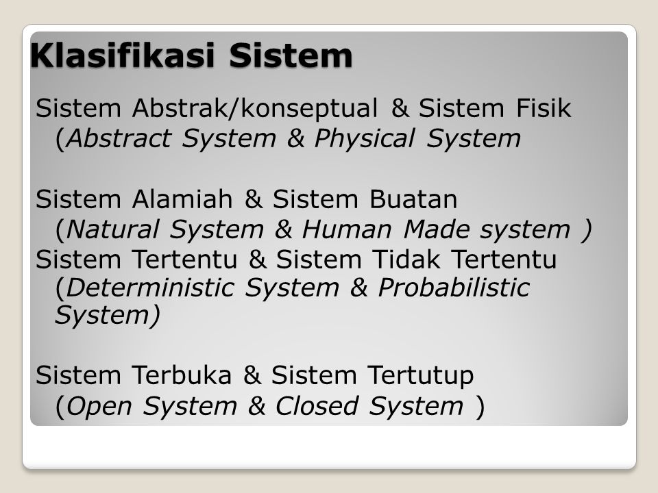 Klasifikasi Sistem