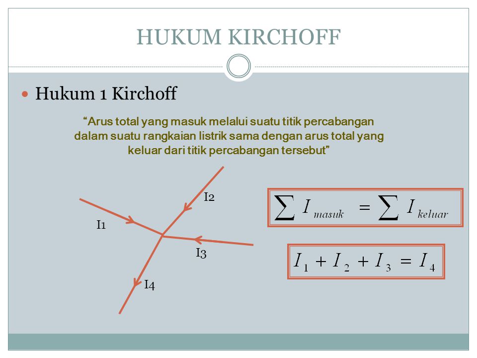 HUKUM KIRCHOFF Hukum 1 Kirchoff