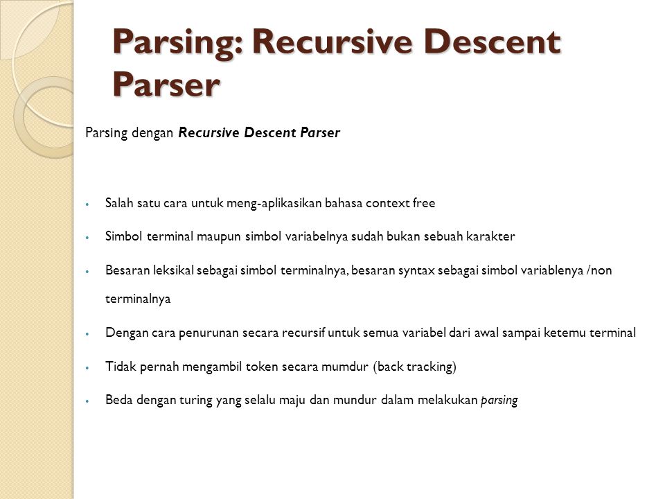 Parsing: Recursive Descent Parser