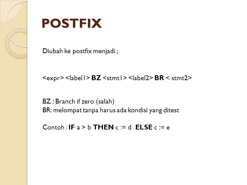 POSTFIX Diubah ke postfix menjadi ;