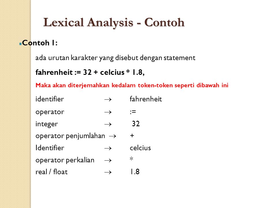Lexical Analysis - Contoh