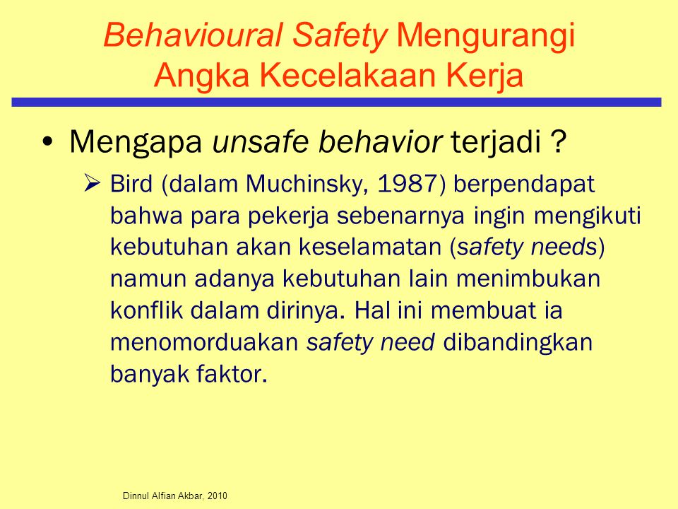 Behavioural Safety Mengurangi Angka Kecelakaan Kerja