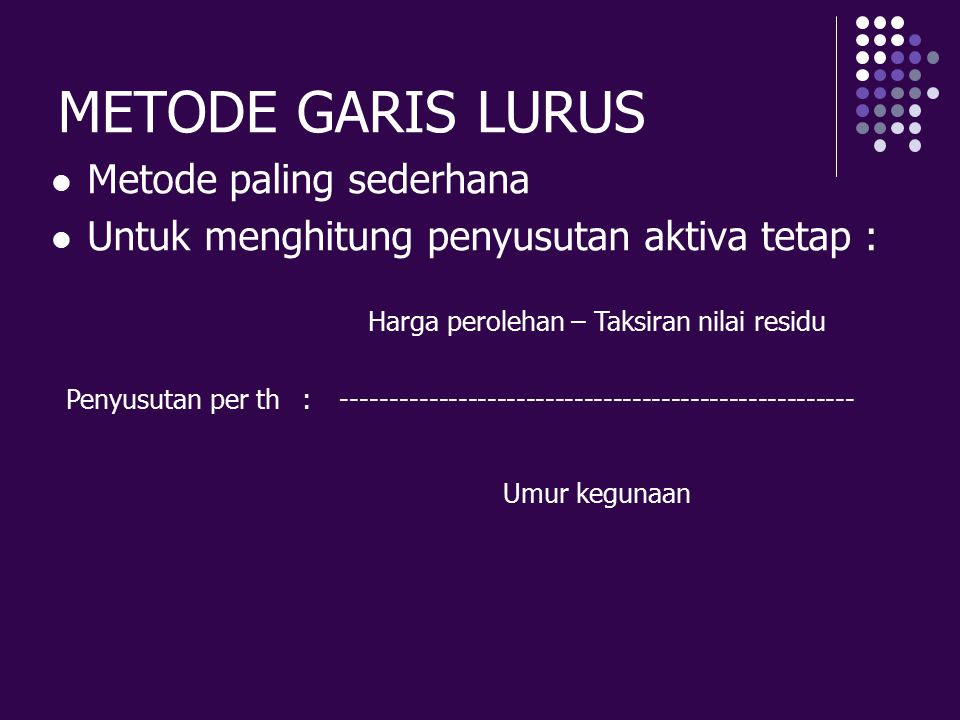 METODE GARIS LURUS Metode paling sederhana