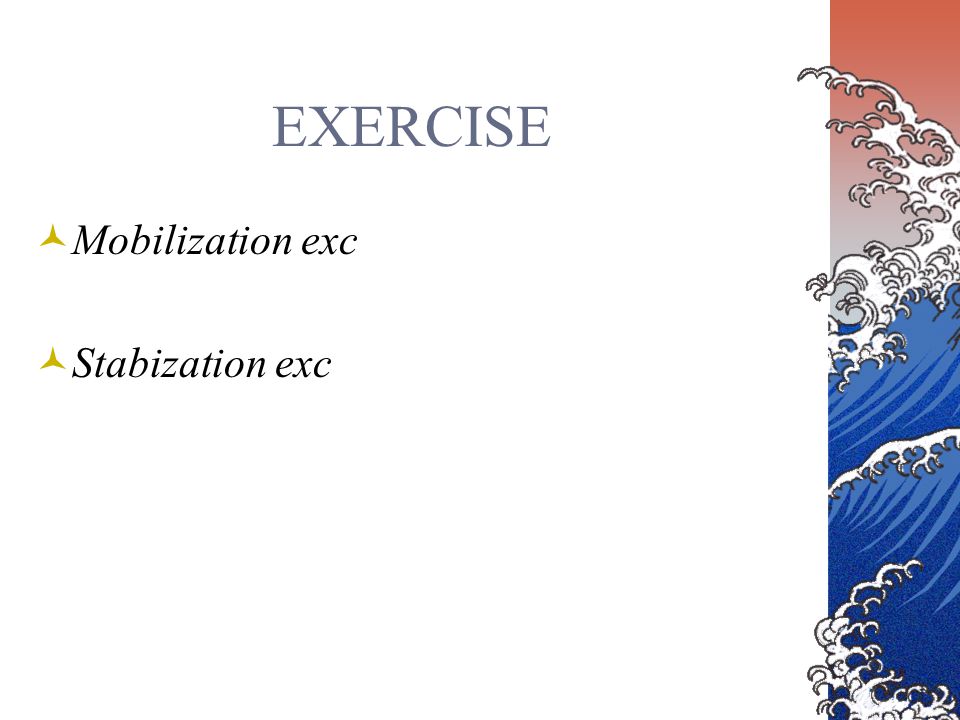 EXERCISE Mobilization exc Stabization exc