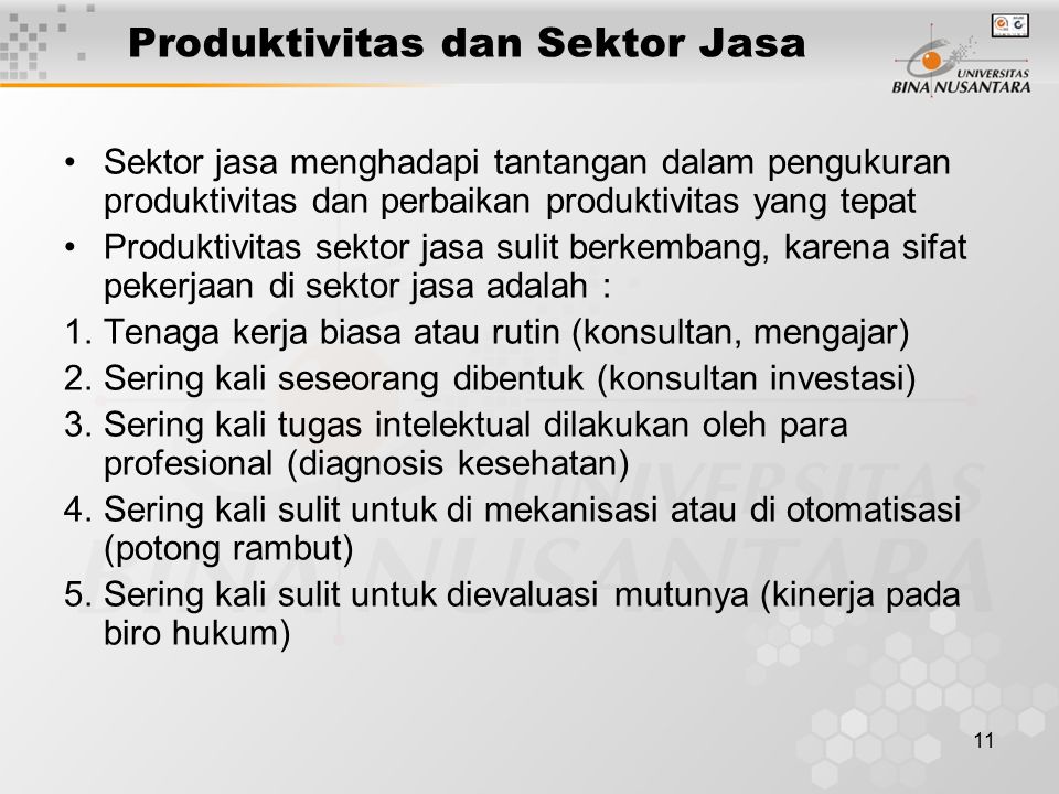 Produktivitas dan Sektor Jasa