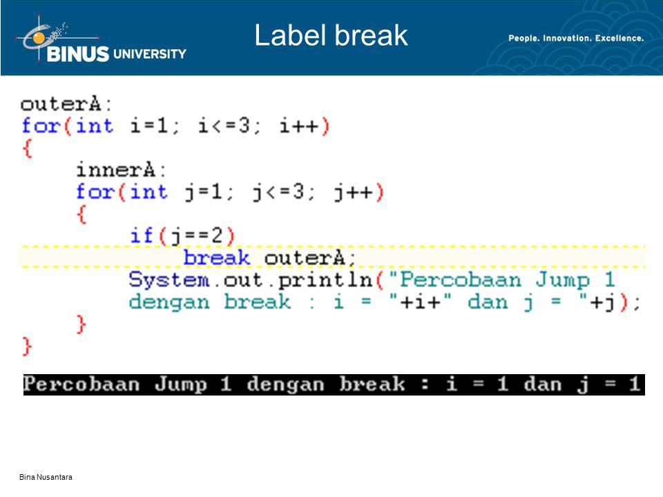 Label break Bina Nusantara