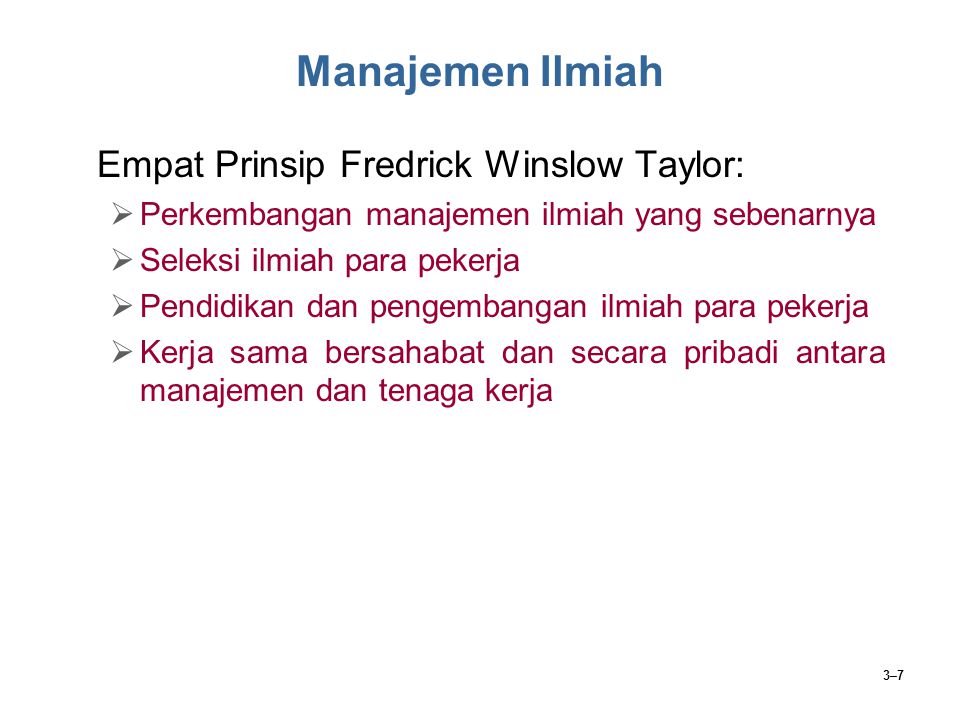 Manajemen Ilmiah Empat Prinsip Fredrick Winslow Taylor: