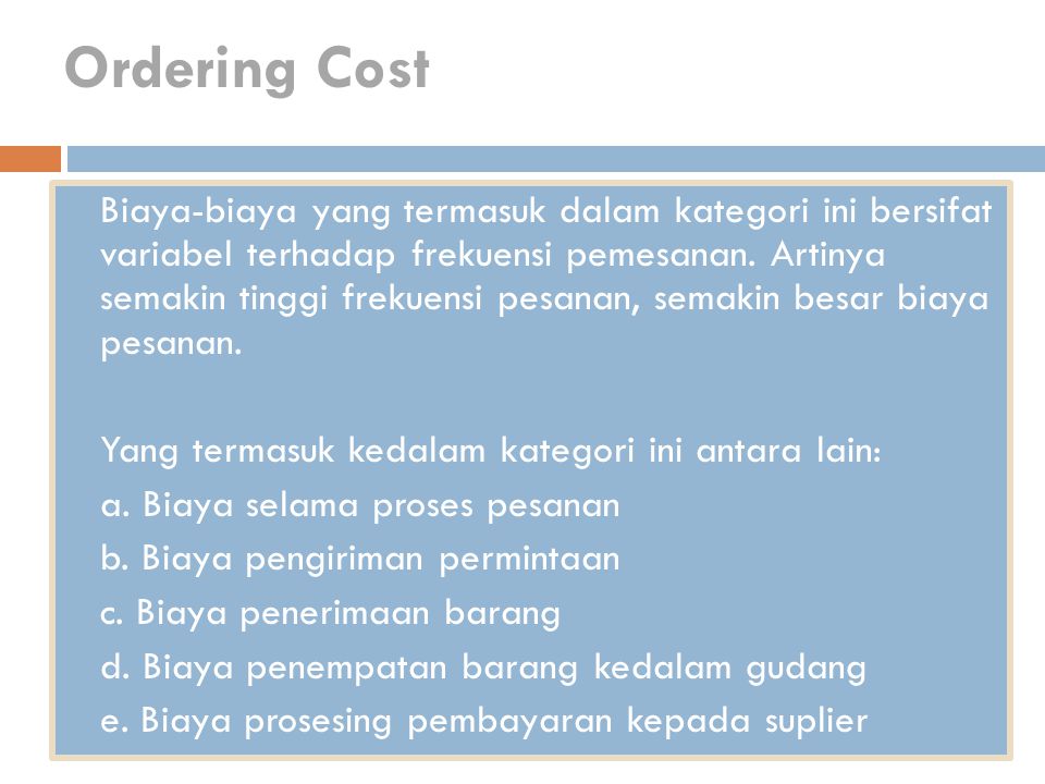 Ordering Cost