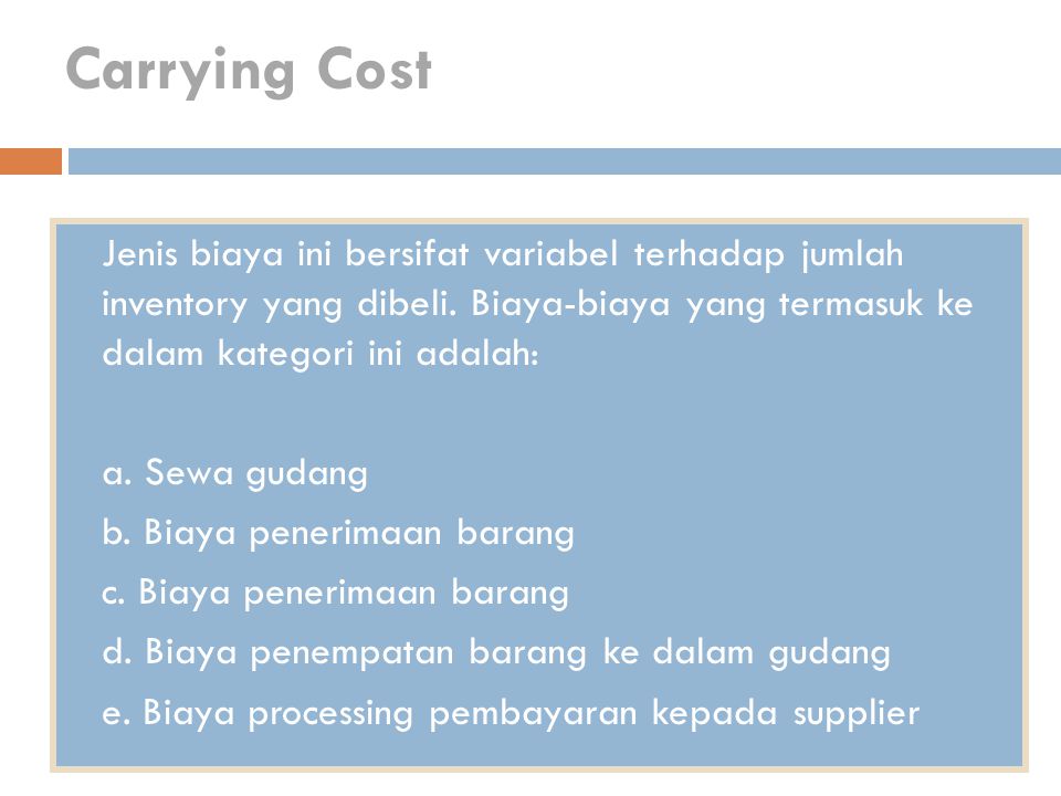 Carrying Cost