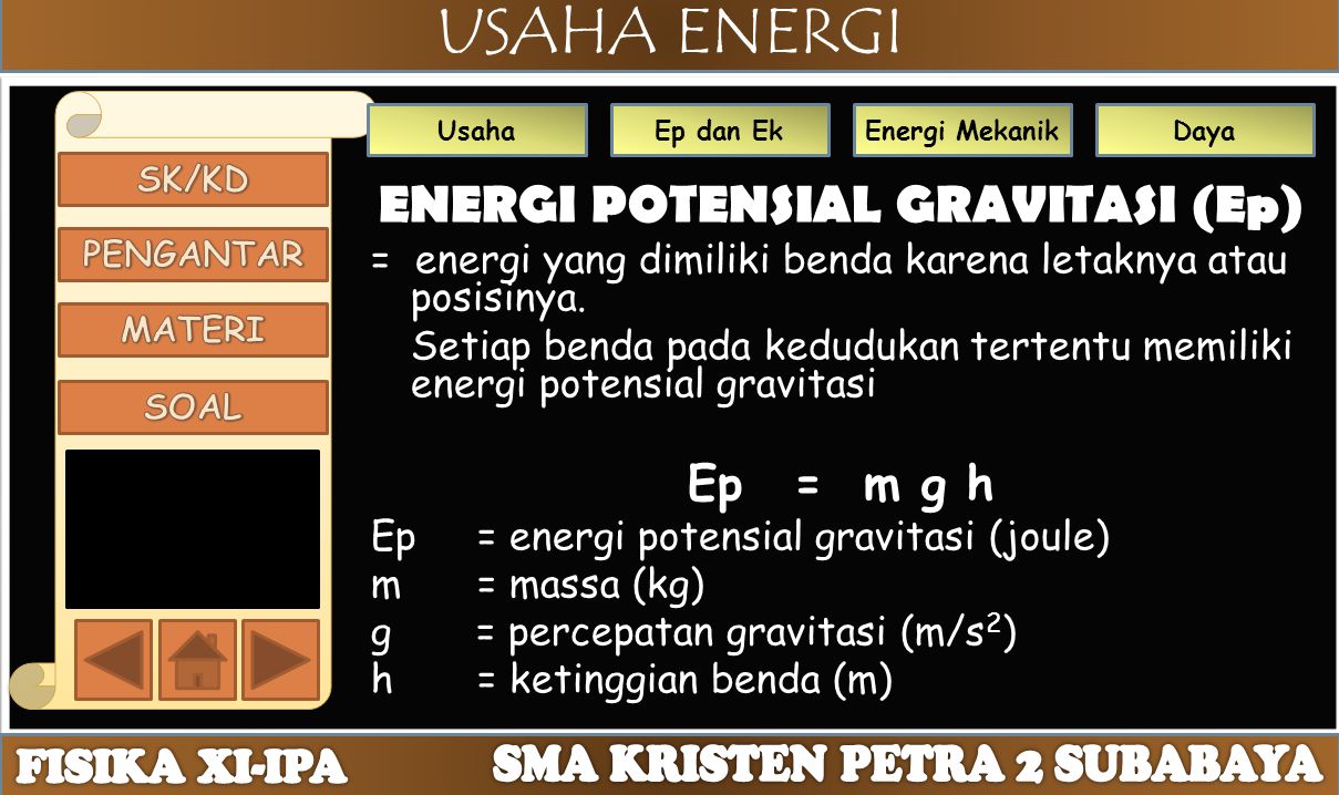 ENERGI POTENSIAL GRAVITASI (Ep)