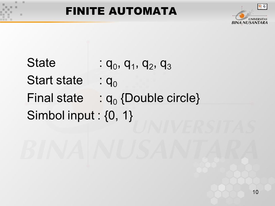 Final state : q0 {Double circle} Simbol input : {0, 1}