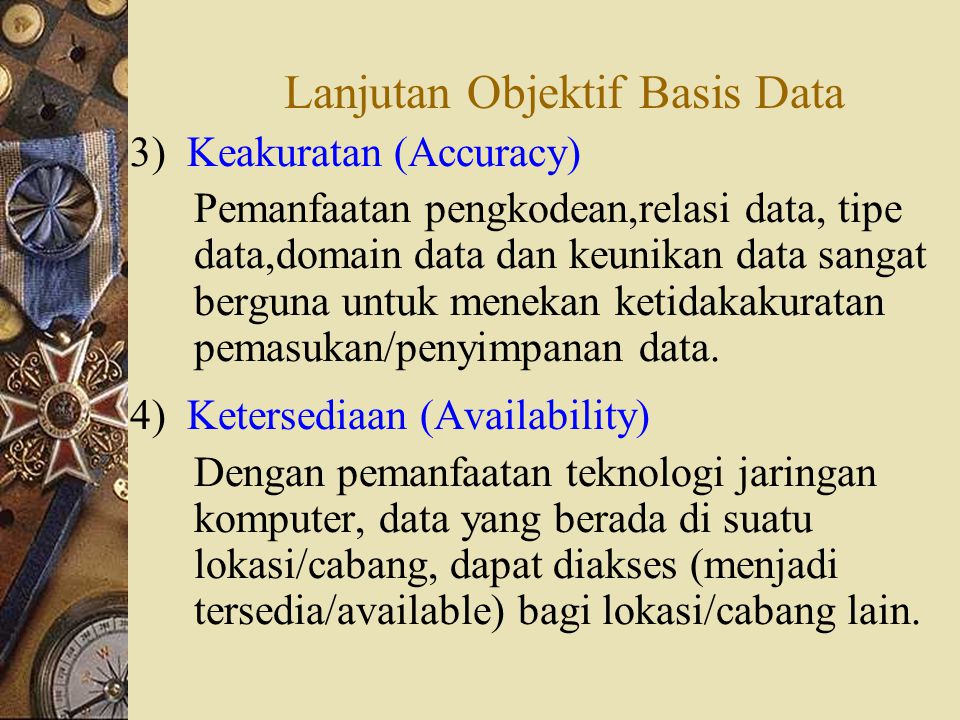Lanjutan Objektif Basis Data