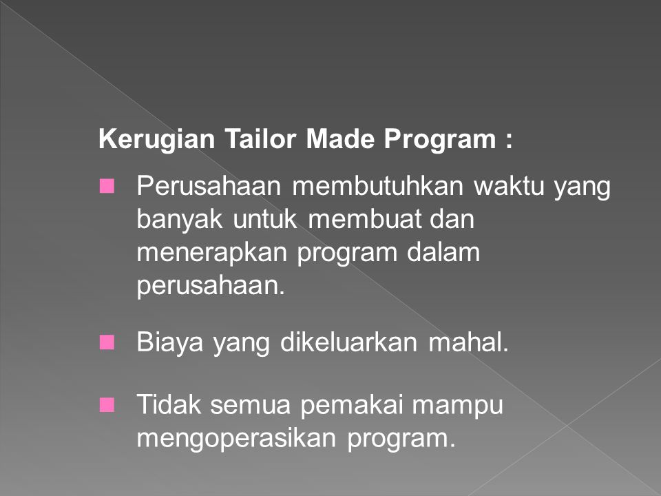 Kerugian Tailor Made Program :