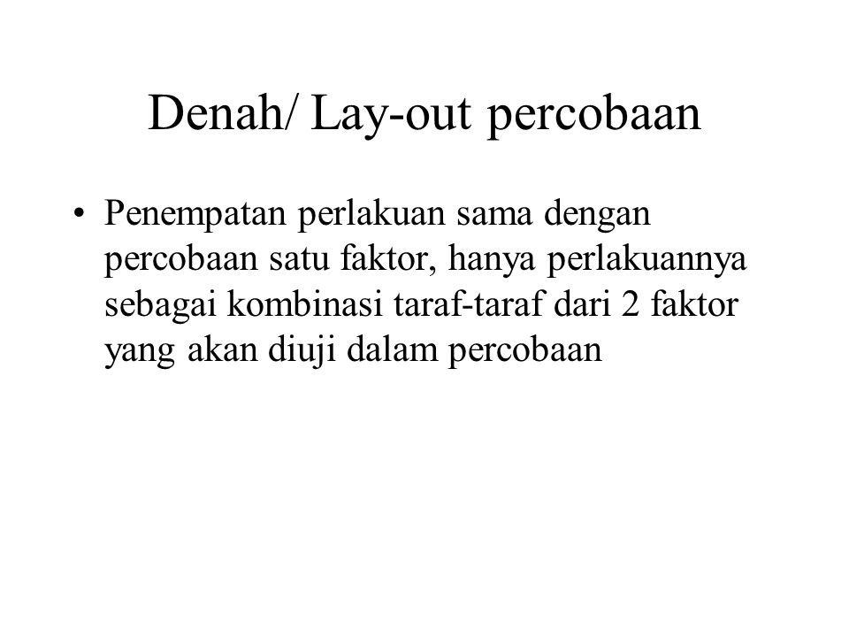 Denah/ Lay-out percobaan