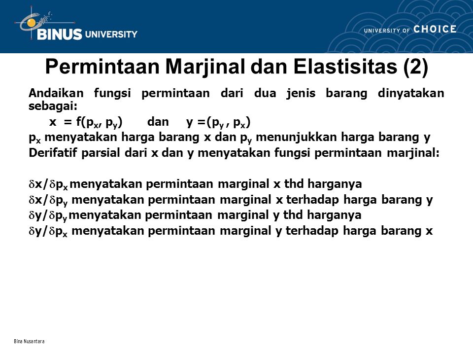 Permintaan Marjinal dan Elastisitas (2)