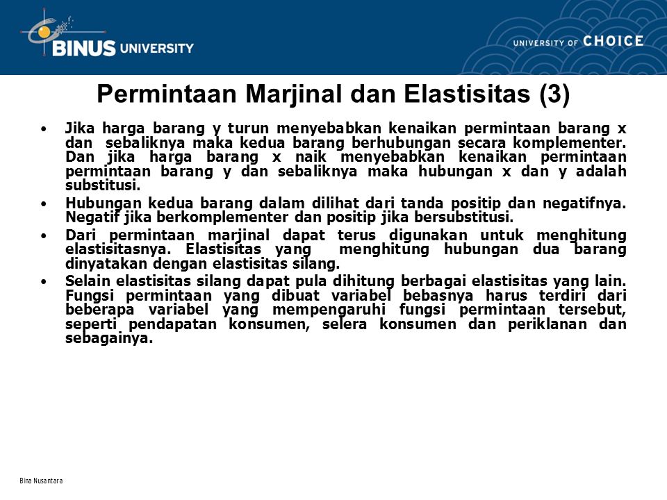 Permintaan Marjinal dan Elastisitas (3)