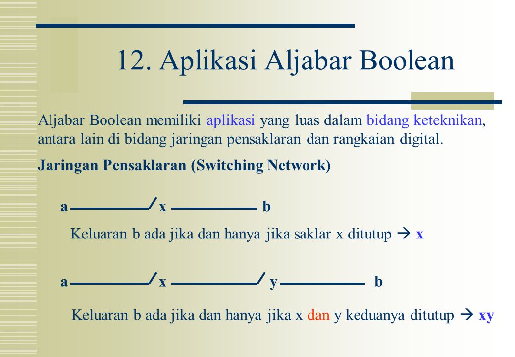 12. Aplikasi Aljabar Boolean