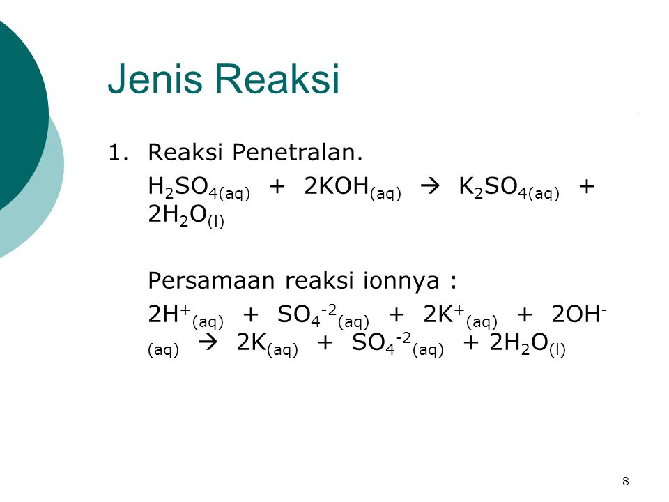 Jenis Reaksi 1. Reaksi Penetralan.