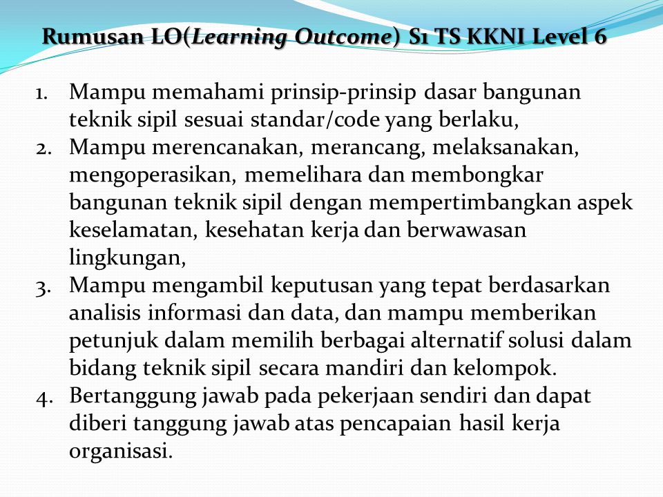 Rumusan LO(Learning Outcome) S1 TS KKNI Level 6