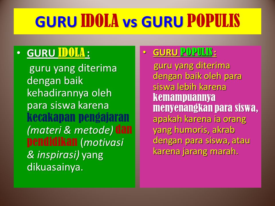 GURU IDOLA vs GURU POPULIS
