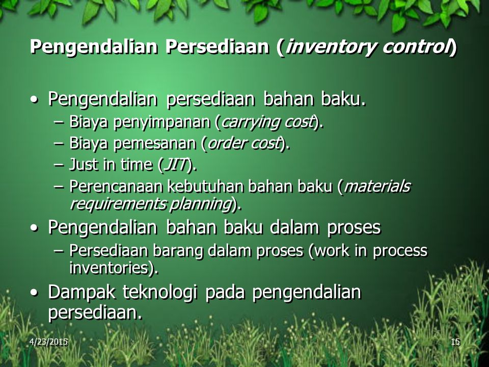 Pengendalian Persediaan (inventory control)