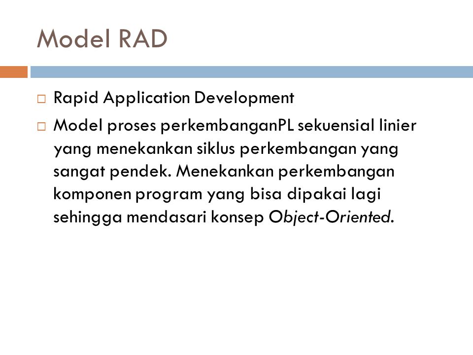 Model RAD Rapid Application Development