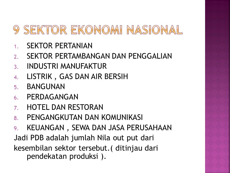 9 sektor ekonomi nasional