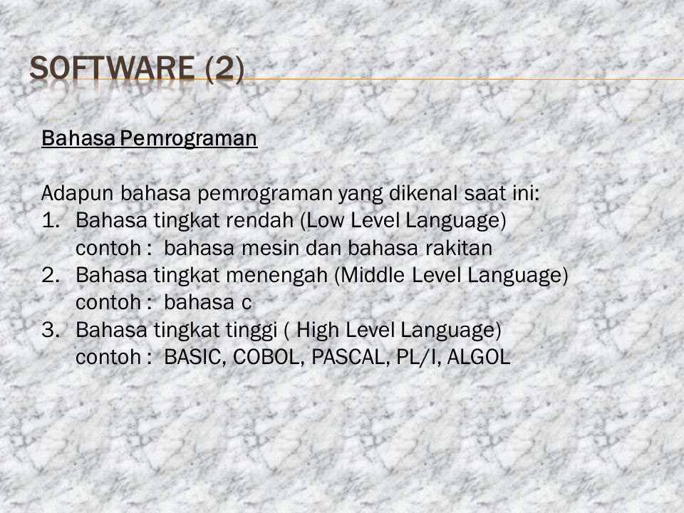 software (2) Bahasa Pemrograman
