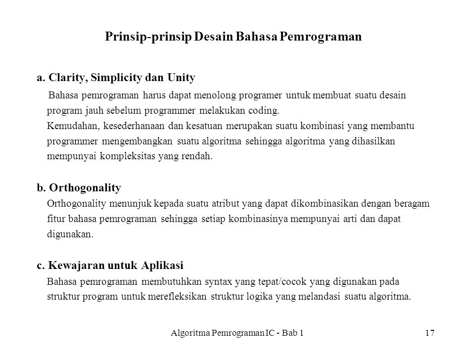 Prinsip-prinsip Desain Bahasa Pemrograman