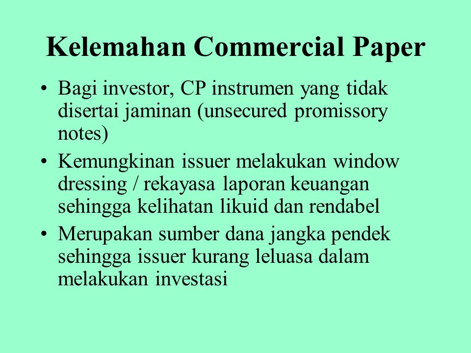 Kelemahan Commercial Paper
