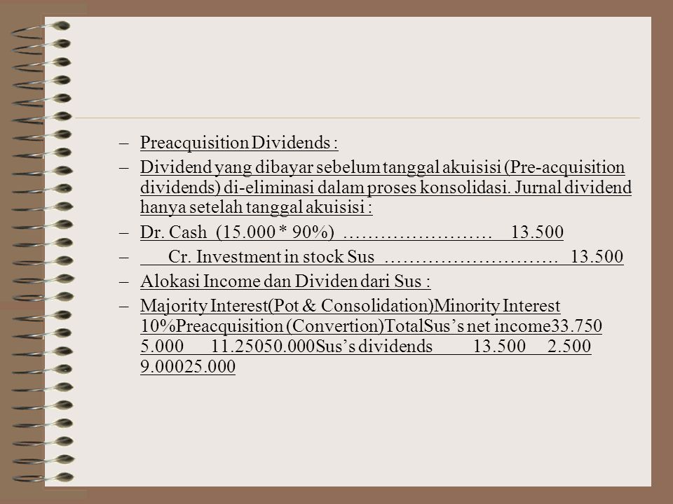 Preacquisition Dividends :