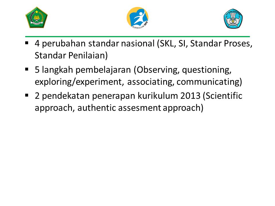 4 perubahan standar nasional (SKL, SI, Standar Proses, Standar Penilaian)