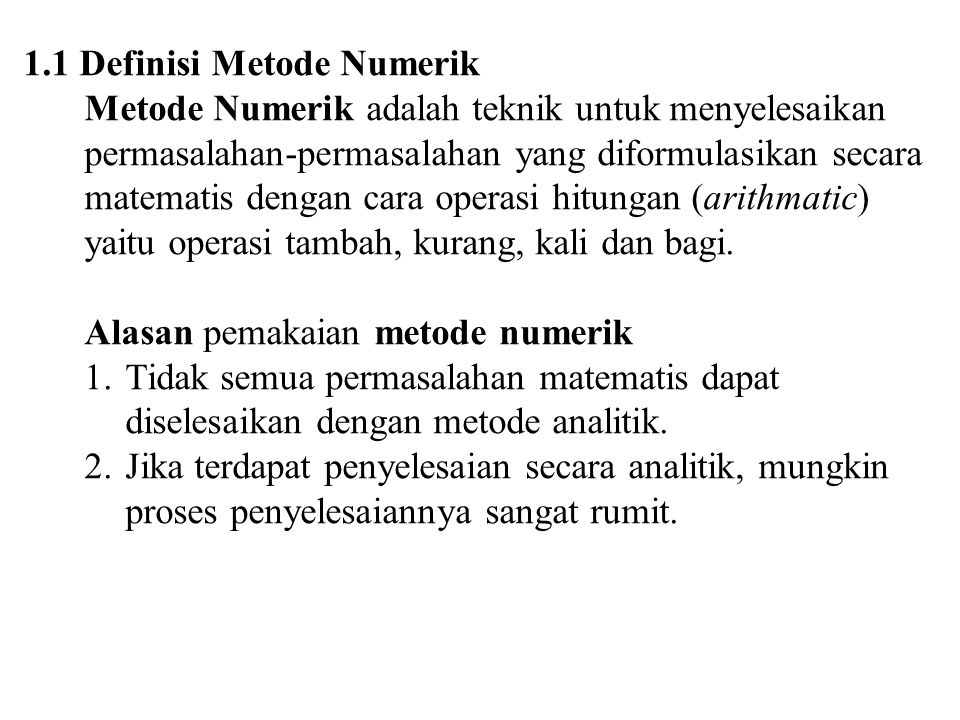 1.1 Definisi Metode Numerik