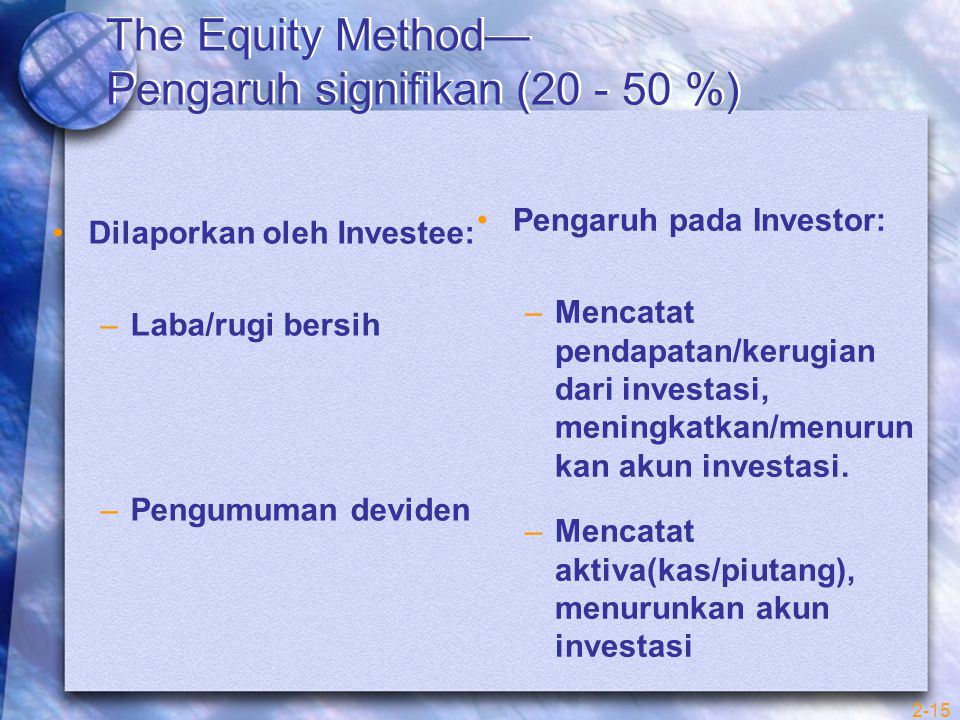 The Equity Method— Pengaruh signifikan ( %)