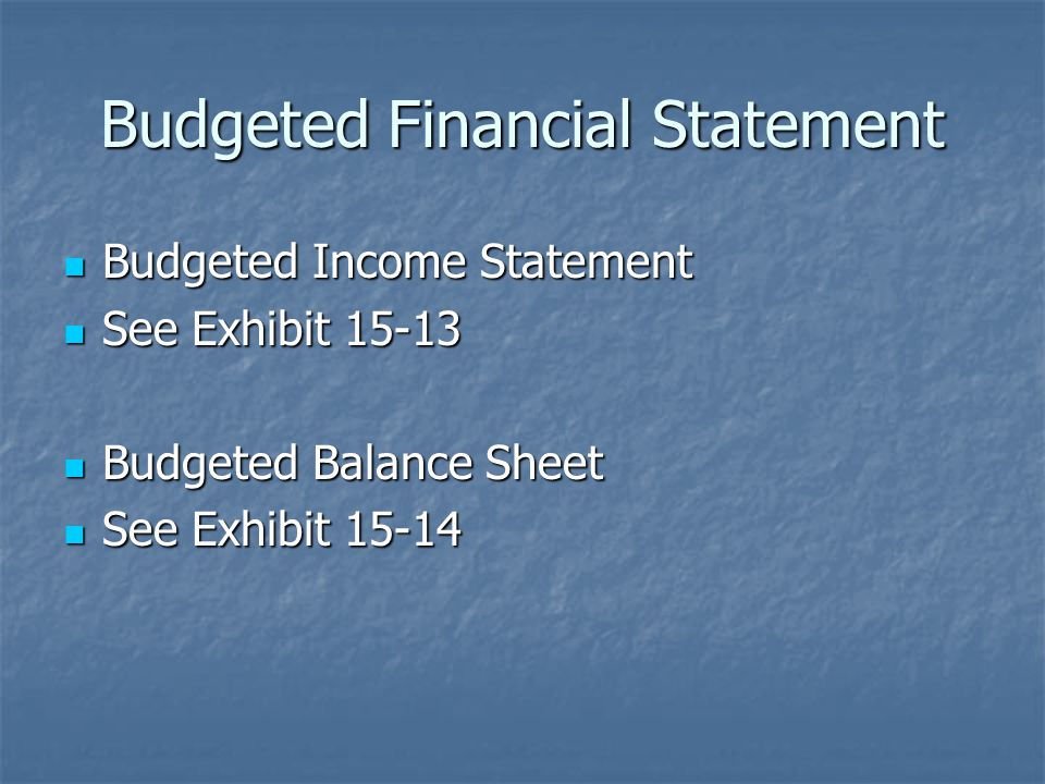 Budgeted Financial Statement