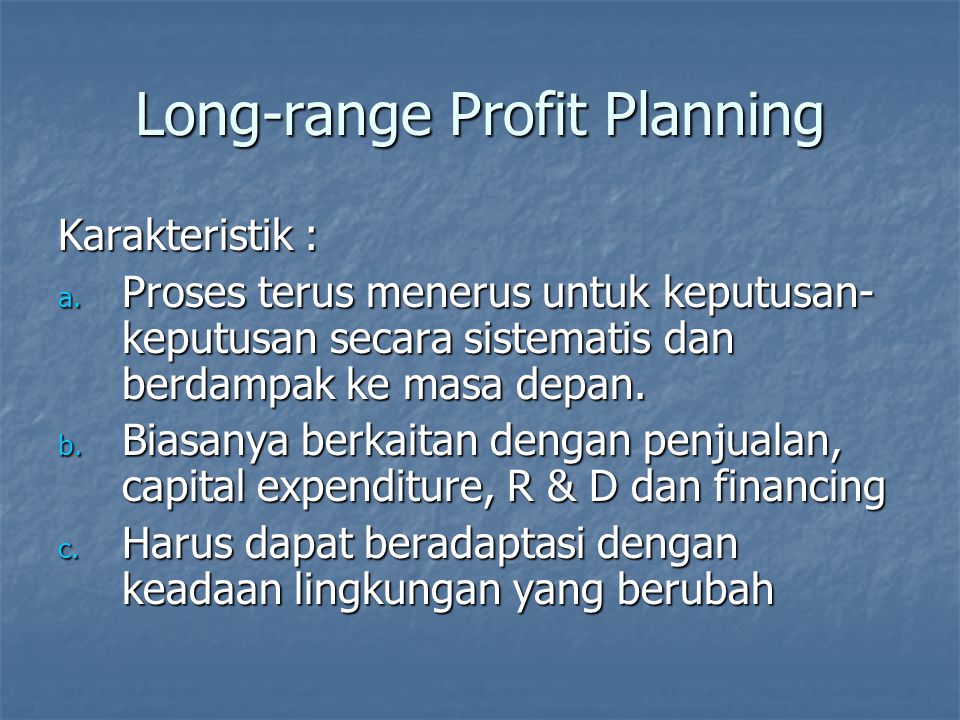 Long-range Profit Planning