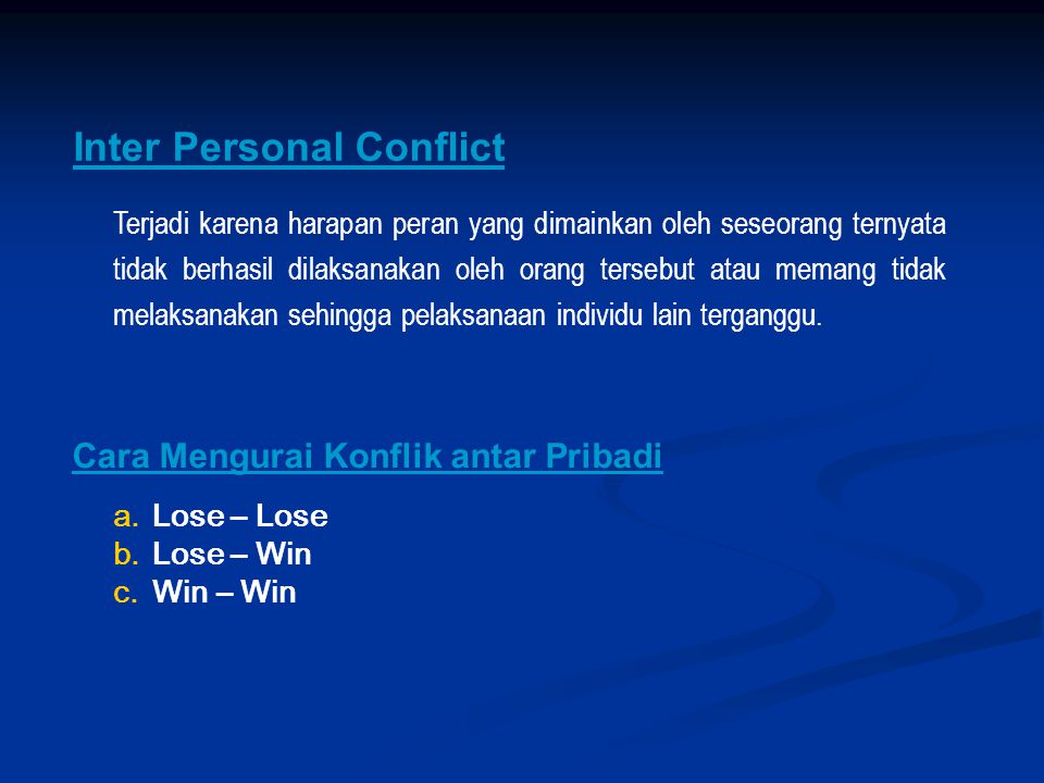 Inter Personal Conflict
