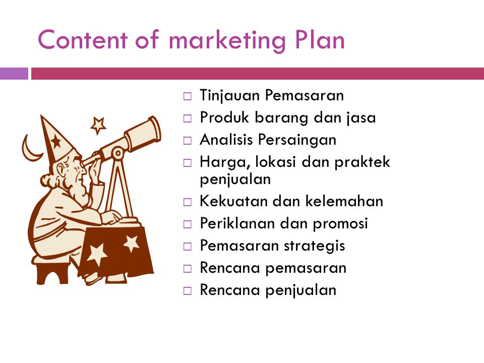 Content of marketing Plan